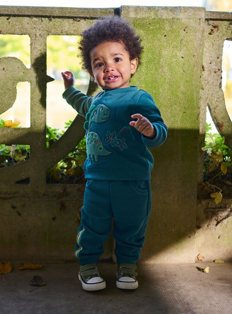 Baby boy bottle-green quilted fleece pants SUVERBAJOG / 23WG10J3PANG611