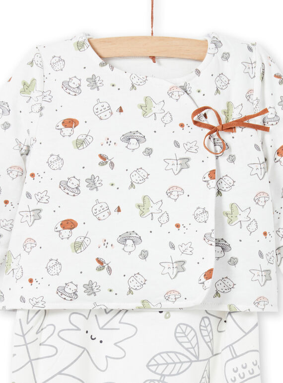 Grey and ecru jacket and sleep suit, fantasy print, mixed birth MOU1ENS1 / 21WF0542ENS001