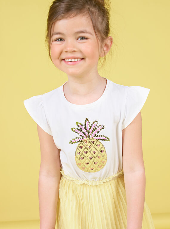 White and yellow dress child girl LAJAUROB5 / 21S901O5ROB000