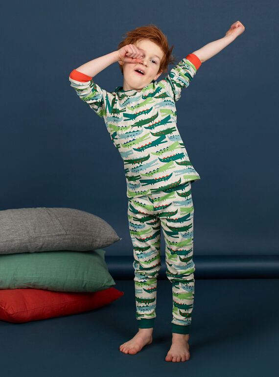 Crocodile-print ribbed boy's pajamas for children LEGOPYJCROC / 21SH1211PYJA010
