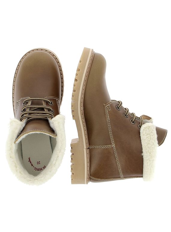 Boys' fur lined leather boots DGBOOTNIA / 18WK36T4D0D804