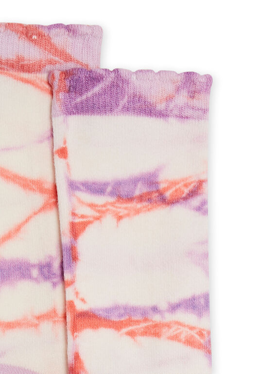 Parma, orange and ecru socks with fantasy motifs child girl NYAMOCHO / 22SI01N1SOQ320