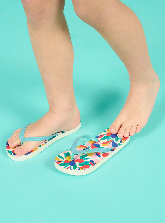 Multicolored flip-flops child girl with floral print : buy online
