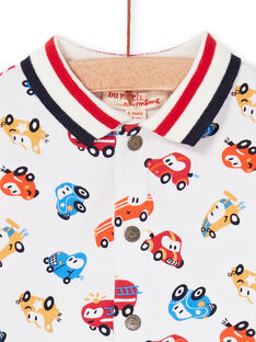 Red and ecru shirt baby boy car print LUHACHEM / 21SG10X1CHM001