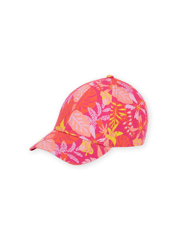 Pink fuchsia cap with floral print child girl NYACAP4 / 22SI01C7CHA304