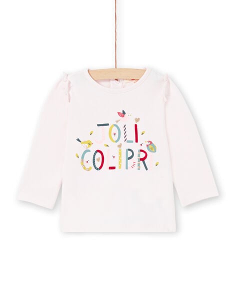 Baby Girl Long Sleeve Pink Lettering Hummingbird T-Shirt MIKATEE / 21WG09I1TML632