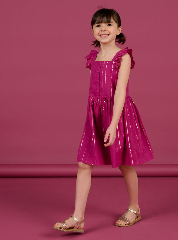 Black and iridescent stripes dress child girl NAFLAROB3 / 22S901R4ROBD302