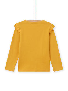 Girl's yellow long sleeve t-shirt with fox pattern MASAUTEE2 / 21W901P1TMLB107
