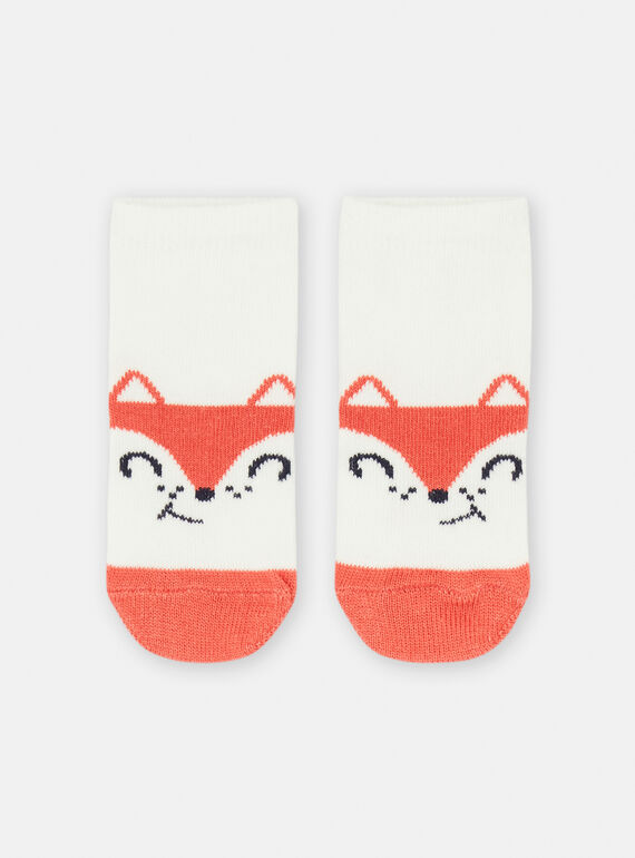 Ecru socks with fox pattern SYUJOCHOB2 / 23WI10M2SOQ006