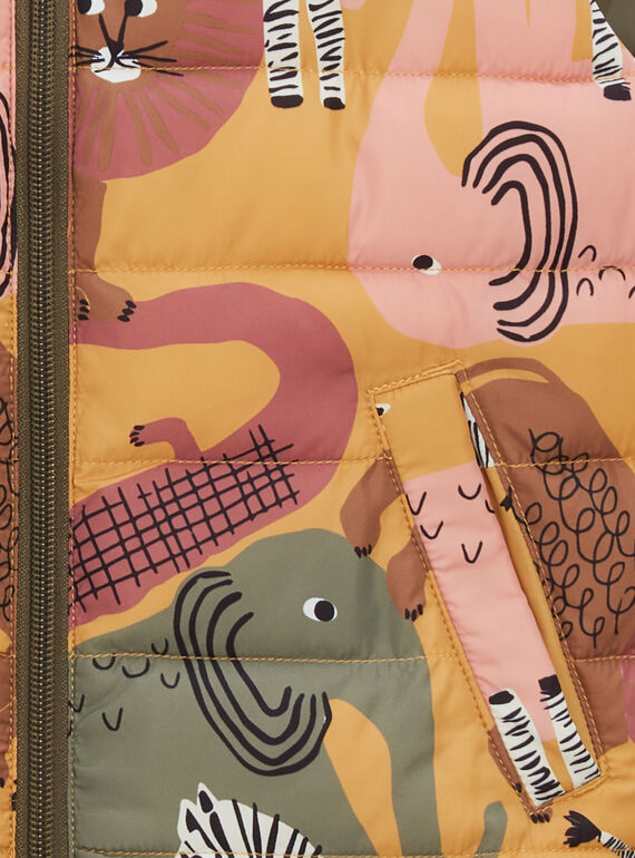 Boy's reversible khaki sleeveless down jacket TOGRODOU2EX / 24S902P2BLOB106