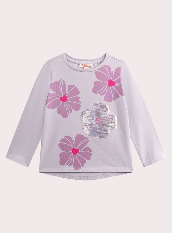  Lilac floral print T-shirt for girls  VAJOYTEE6 / 24W901I3TMLH700