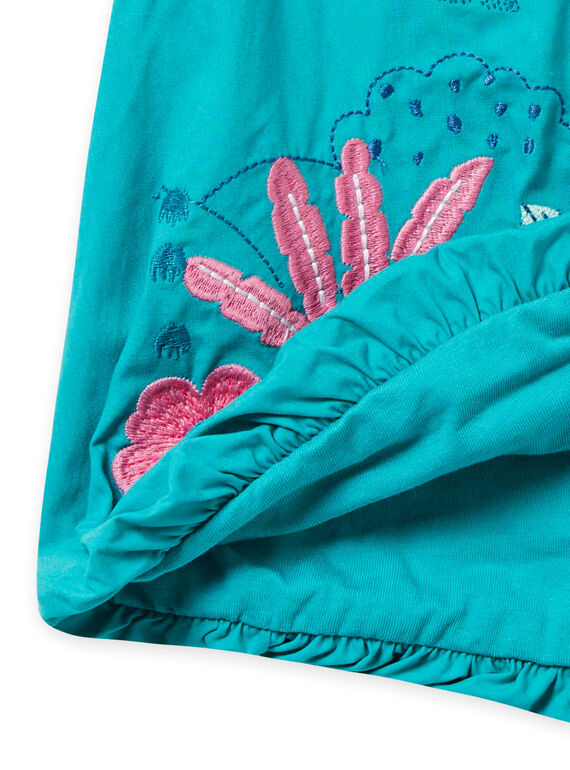 Baby girl turquoise embroidered poplin ball dress NIGAROB2 / 22SG09O3ROB202
