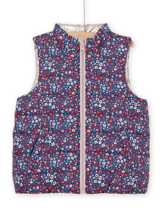 Reversible floral print sleeveless down jacket PABIDOUNEX / 22W901F5D3EC220