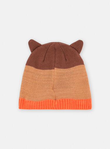 Boy's sepia raccoon beanie SYOGROBON7 / 23WI02O2BONI814