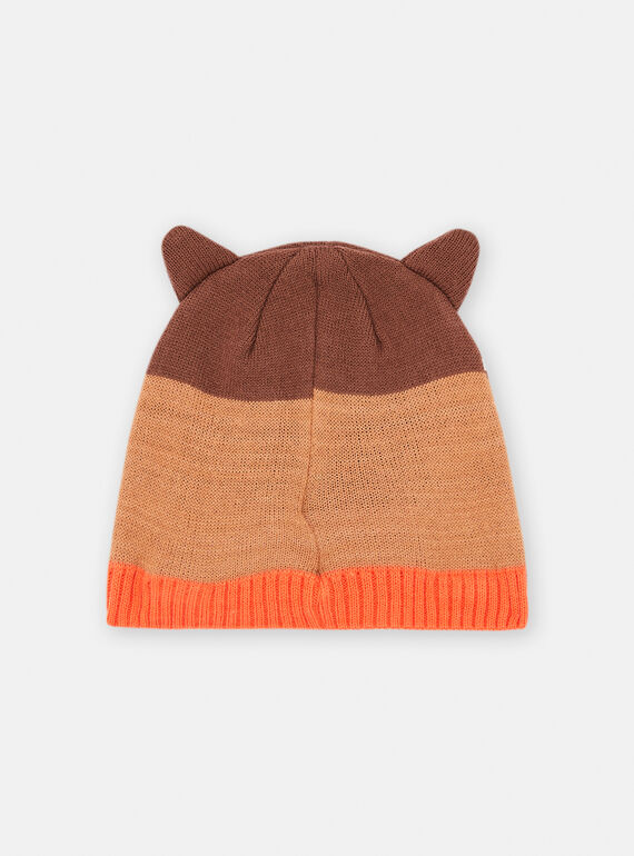 Boy's sepia raccoon beanie SYOGROBON7 / 23WI02O2BONI814