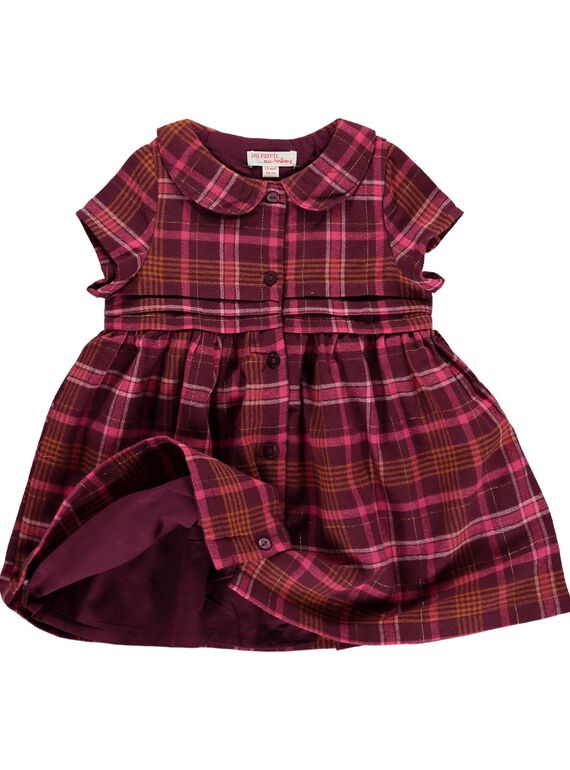 Baby girls' flannel dress DIPINROB1 / 18WG09P1ROB099