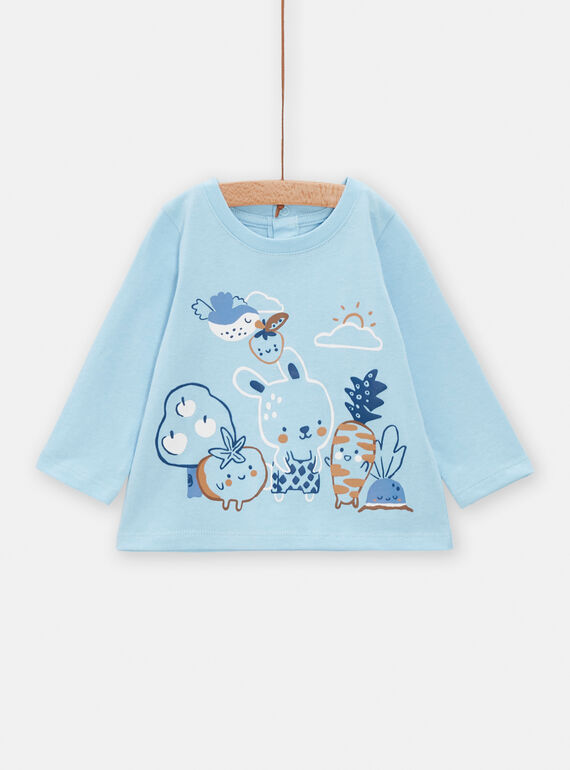 Baby boy azure T-shirt with fantasy motifs TUDETEE3 / 24SG10J2TMLC201