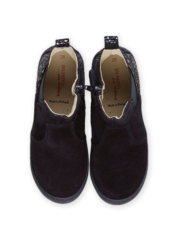 Chelsea boots in navy leather with fancy details at the back PABOOTSTAR / 22XK3581D0D070