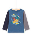 Baby boy blue long sleeve t-shirt with dinosaur design MOPATEE2 / 21W902H2TML219
