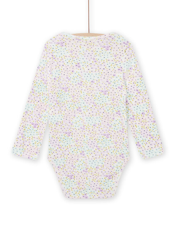 baby girl ecru floral print bodysuit NEFIBODFLE / 22SH13I1BDL001