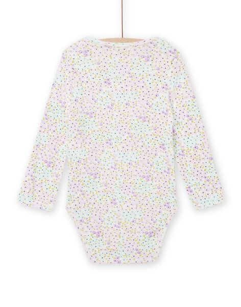 baby girl ecru floral print bodysuit NEFIBODFLE / 22SH13I1BDL001