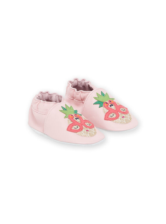 Pink leather slippers with pineapple patch RICHOSPINEA / 23KK3743D3S030