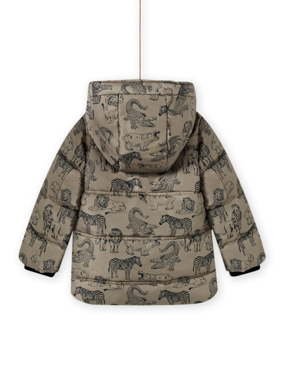 Child boy's khaki printed down jacket MOGRODOU4 / 21W90261D3E080
