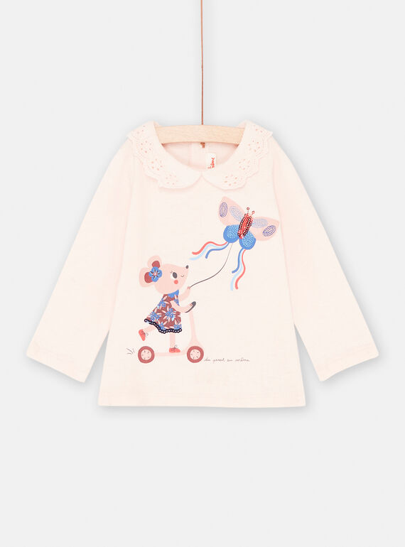 Baby girl petal pink bra with mouse and butterfly motifs SIFORBRA / 23WG09K1BRA309