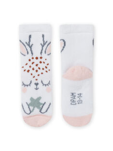Ecru socks with fawn motif for a newborn girl MOU1CHO1 / 21WF4041SOQ001