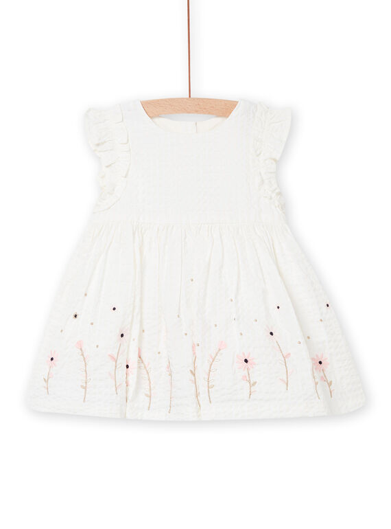 Baby girl ecru floral dress NISOROB2 / 22SG09Q2ROB001