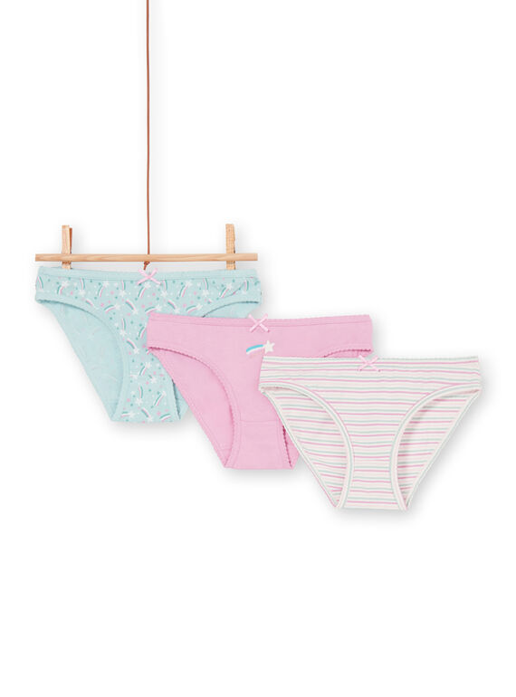 Set of 3 pink, blue and ecru panties for children and girls LEFALOT6 / 21SH1124D5L320