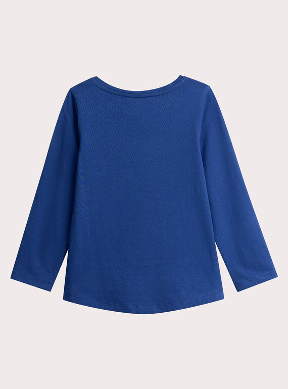 T-shiRt blue animation glittery flowery cat for girl  VAROTEE3 / 24W901P1TMLC207