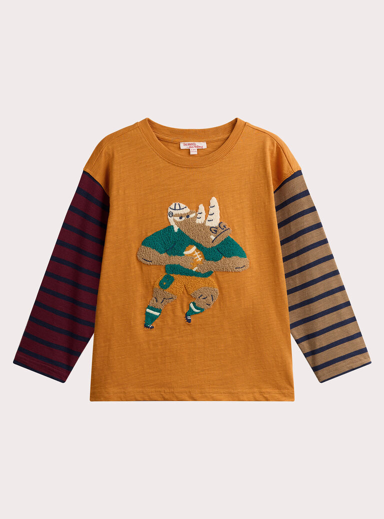 Rhino animation T-shirt and striped sleeves for boys  VOKOTEE2 / 24W90231TML109