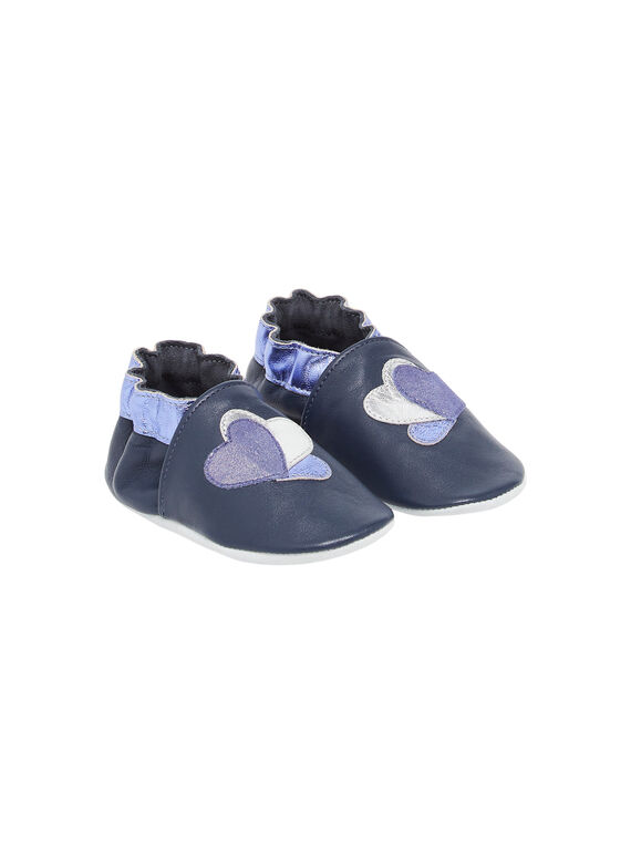 Blue leather slippers with hearts patch RICHOSHEART / 23KK3742D3SC201