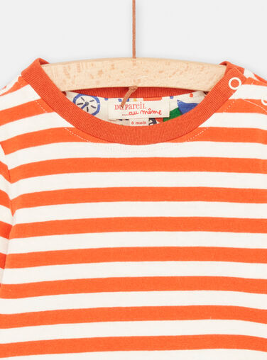 Baby Boy Ecru and Orange Reversible T-Shirt SUKHOTEE1 / 23WG10Q3TML003