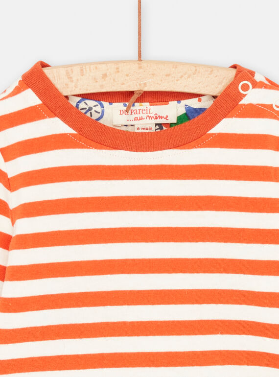 Baby Boy Ecru and Orange Reversible T-Shirt SUKHOTEE1 / 23WG10Q3TML003