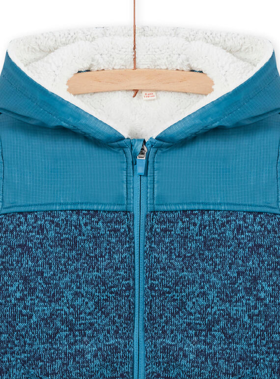 Hooded zip jacket in blue technical material child boy MOJOTEKGIL3 / 21W902N3GILC211