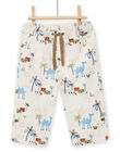 Baby boy ecru pants with fancy print NUSANPAN / 22SG10S1PAN810