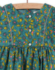 Baby girl's khaki flannel dress with floral and stripe print MIKAROB1 / 21WG09I1ROB612