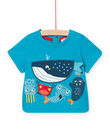 Baby boy blue short sleeve t-shirt NUFICTI2 / 22SG10U1TMCC215