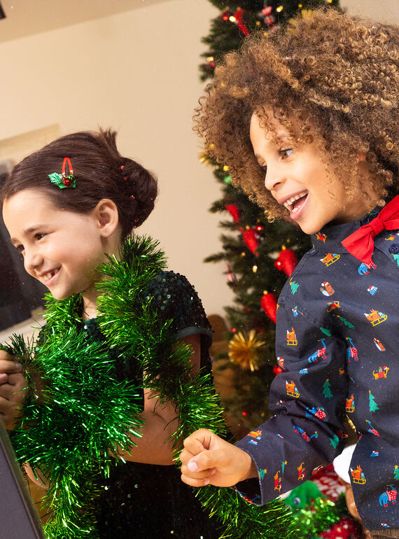 Boy's midnight blue Christmas shirt SOWAYCHEM / 23W902S1CHM705