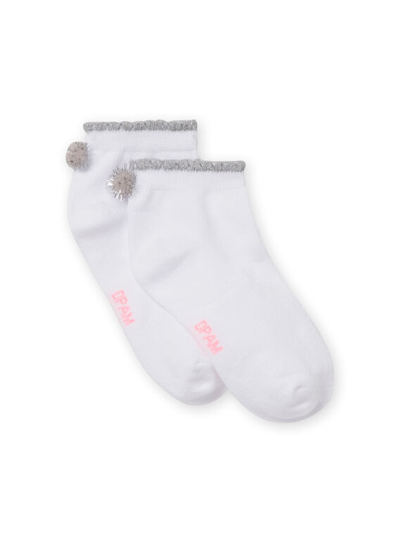 White socks with grey pompons child girl NYAJOSCHO1C / 22SI0165SOQ000