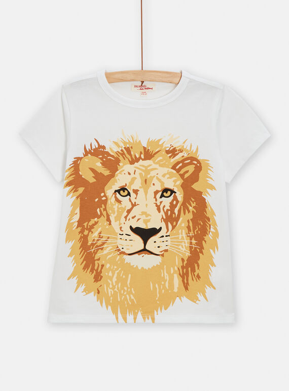 White t-shirt with lion motif for boys TOJOTI4 / 24S902D1TMC000