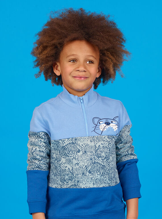 Lavender blue colorblock sweatshirt for kids and boys LOBLESWE / 21S902J1SWEC208