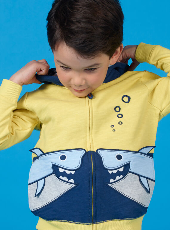 Yellow and blue hoodie - Boy's hoodie LONAUGIL / 21S902P1GILB102