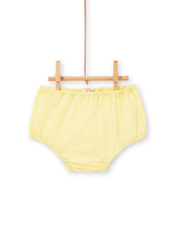 White dress with floral print and yellow bloomer baby girl LIBALROB1 / 21SG09O2ROB000