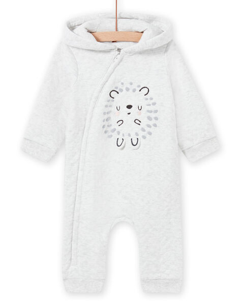 Mixed birth grey hooded jumpsuit with hedgehog design MOU1COM1 / 21WF0541CBLJ920