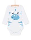Baby boy's white zebra bodysuit MEGABODZEB / 21WH14C1BDL000