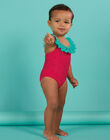 Strawberry red one-piece swimming costume with heart print RYIMER1 / 23SI09RAMAIF515