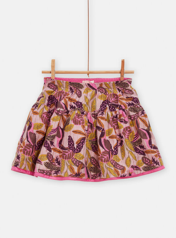 Pink reversible skirt with toucan and leaf print for girls TACRIJUP2 / 24S901L1JUP303
